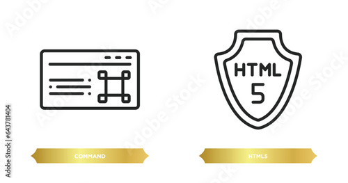 two editable outline icons from programming concept. thin line icons such as command, html5 vector.