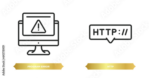 two editable outline icons from programming concept. thin line icons such as program error, http vector.