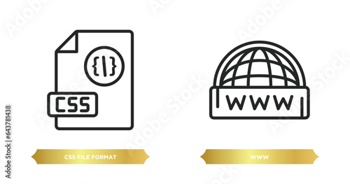 two editable outline icons from programming concept. thin line icons such as css file format, www vector.