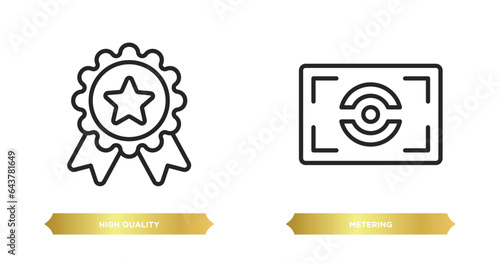 two editable outline icons from photography concept. thin line icons such as high quality, metering vector.