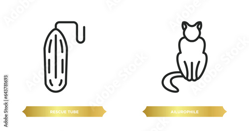 two editable outline icons from people skills concept. thin line icons such as rescue tube, ailurophile vector.