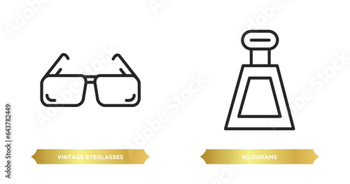 two editable outline icons from other concept. thin line icons such as vintage eyeglasses, kilograms vector.