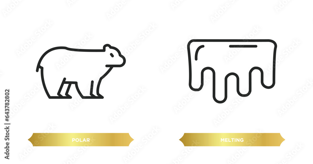 Fototapeta premium two editable outline icons from nature concept. thin line icons such as polar, melting vector.