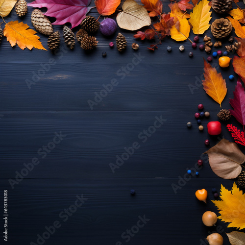 autumn leaves on wooden background  IA generativa