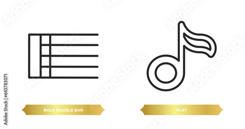 two editable outline icons from music and media concept. thin line icons such as bold double bar line, flat vector.