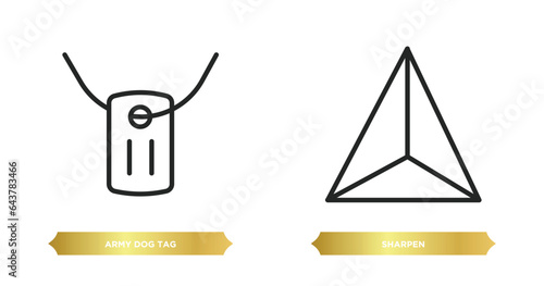 two editable outline icons from miscellaneous concept. thin line icons such as army dog tag, sharpen vector.