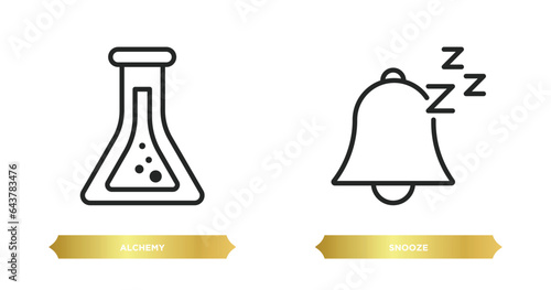 two editable outline icons from miscellaneous concept. thin line icons such as alchemy, snooze vector.