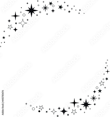 Celestial stars frame. Sparkles magic starry frame.