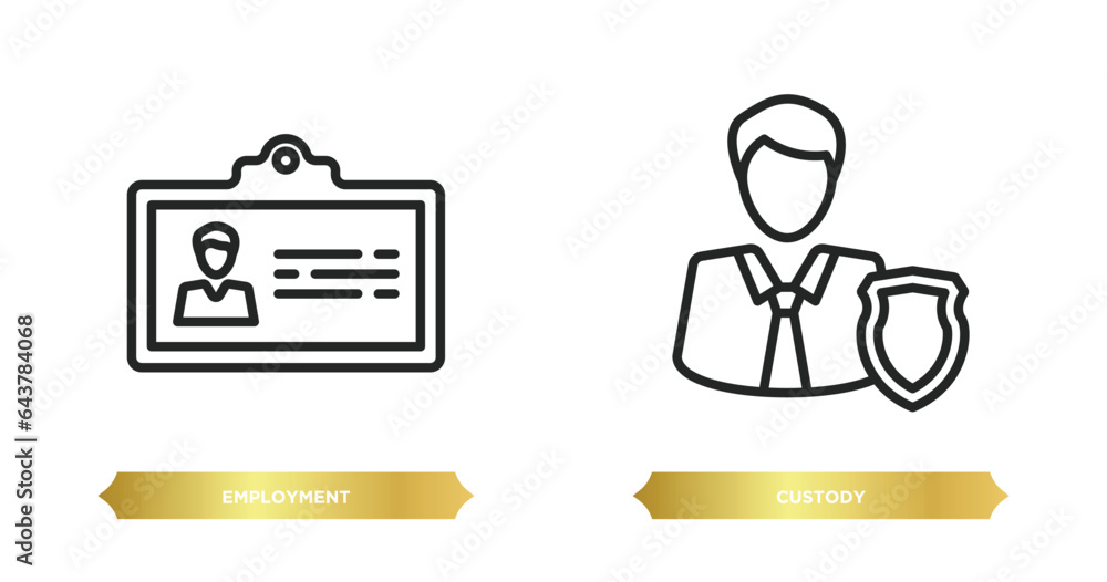 two editable outline icons from law and justice concept. thin line icons such as employment, custody vector.