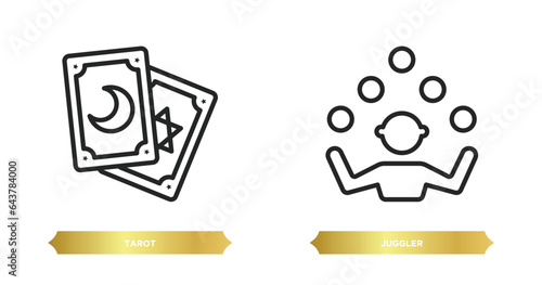 two editable outline icons from magic concept. thin line icons such as tarot, juggler vector.