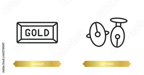 two editable outline icons from luxury concept. thin line icons such as gold bar, cufflinks vector.