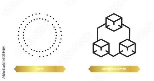 two editable outline icons from infographics concept. thin line icons such as dots, interconnected vector.