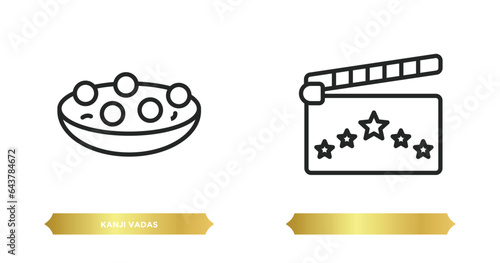 two editable outline icons from india concept. thin line icons such as kanji vadas, vector.