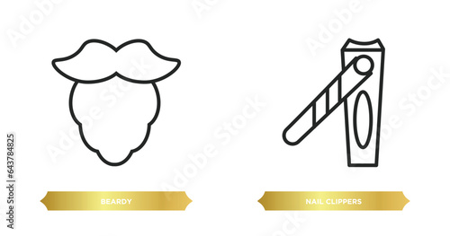 two editable outline icons from hygiene concept. thin line icons such as beardy, nail clippers vector.