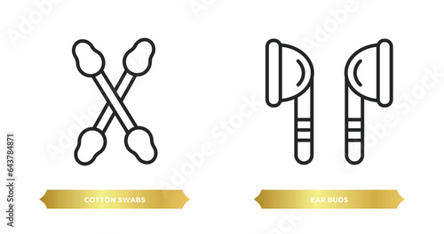 two editable outline icons from hygiene concept. thin line icons such as cotton swabs, ear buds vector.