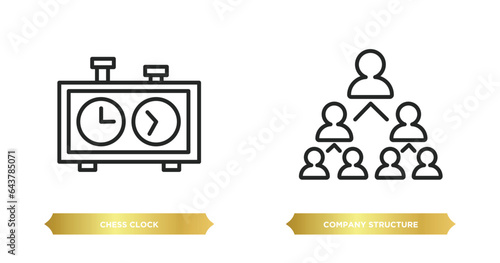 two editable outline icons from human resources concept. thin line icons such as chess clock, company structure vector.