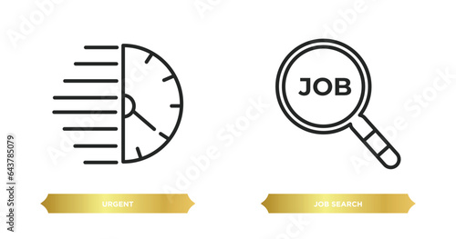 two editable outline icons from human resources concept. thin line icons such as urgent, job search vector.