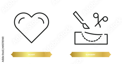 two editable outline icons from health and medical concept. thin line icons such as heart, surgery vector.