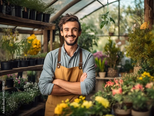 Passionate Young Florist. The Face of Modern Small Business in Greenhouse Gardening