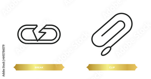 two editable outline icons from geometry concept. thin line icons such as break, clip vector.