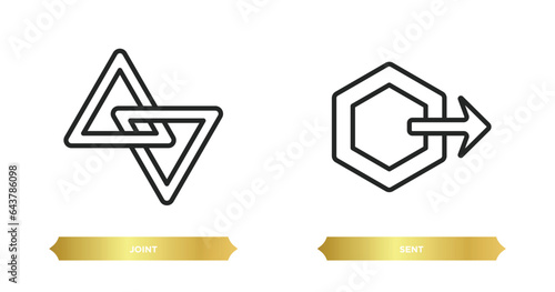two editable outline icons from geometric figure concept. thin line icons such as joint, sent vector.