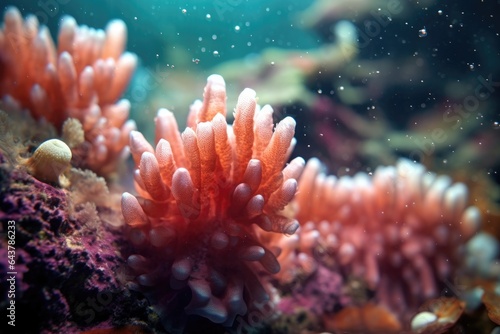 macro shot of coral polyps opening during spawning