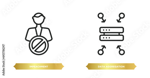 two editable outline icons from general concept. thin line icons such as impeachment, data aggregation vector.