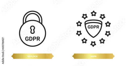 two editable outline icons from gdpr concept. thin line icons such as keylock, gdpr vector.