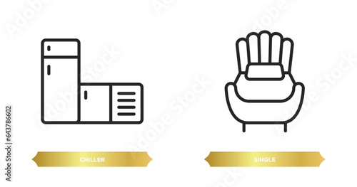 two editable outline icons from furniture and household concept. thin line icons such as chiller, single vector.