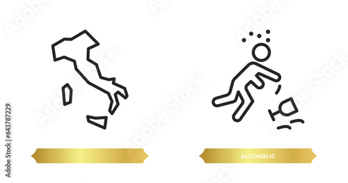 two editable outline icons from food concept. thin line icons such as , alcoholic vector.