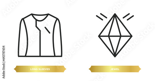 two editable outline icons from fashion concept. thin line icons such as long sleeves, jewel vector.