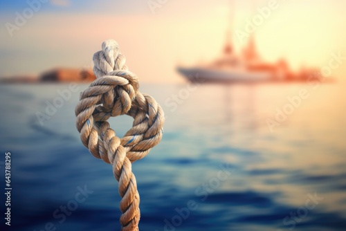 sailing knot against a blurred ocean backdrop