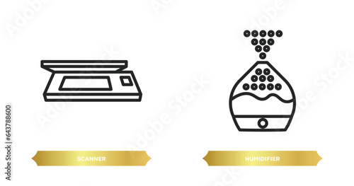 two editable outline icons from electronic devices concept. thin line icons such as scanner, humidifier vector.