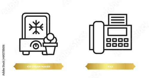 two editable outline icons from electronic devices concept. thin line icons such as ice cream maker, fax vector.