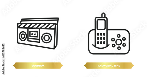 two editable outline icons from electronic devices concept. thin line icons such as boombox, answering hine vector.