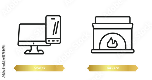 two editable outline icons from electronic devices concept. thin line icons such as devices, furnace vector.
