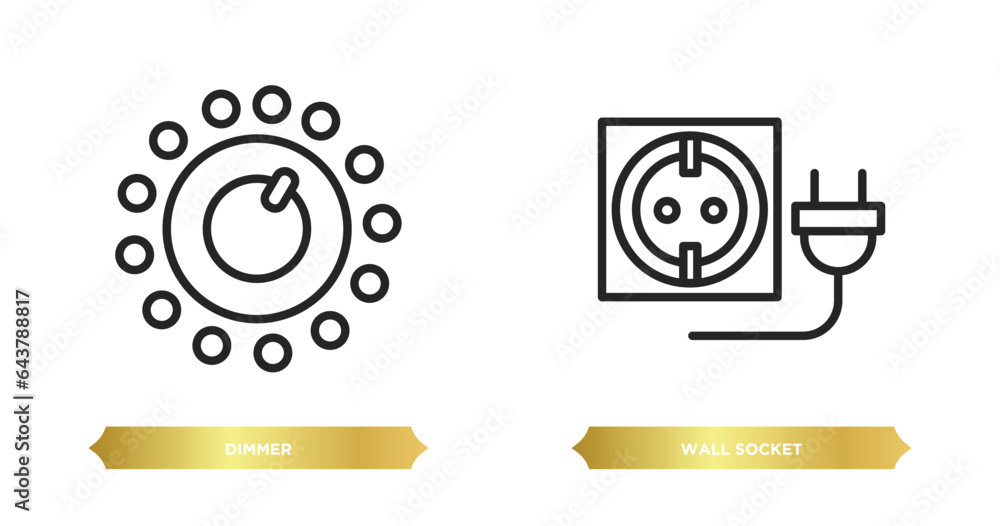 Obraz premium two editable outline icons from electrian connections concept. thin line icons such as dimmer, wall socket vector.