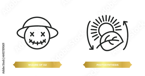 two editable outline icons from education concept. thin line icons such as wizard of oz, photosynthesis vector.