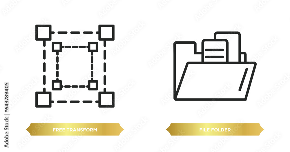 two editable outline icons from edit tools concept. thin line icons such as free transform, file folder vector. two editable outline icons from edit tools concept. thin line icons such as free transform, file folder vector.