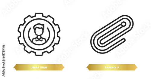 two editable outline icons from education concept. thin line icons such as users tings, paperclip vector.