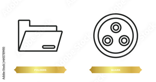 two editable outline icons from edit tools concept. thin line icons such as folders, quark vector.