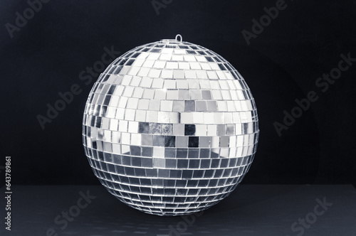 Disco ball close up on a black background