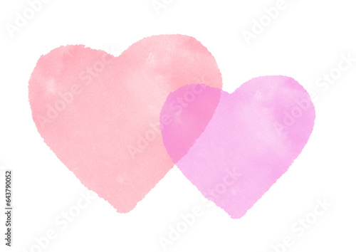 pink neat watercolor hearts isolated on transparent background. Cute clipart hand drawn illustration. two hearts as symbol of love, romantic relationship, Valentine's Day, life, art