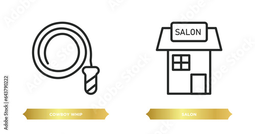 two editable outline icons from desert concept. thin line icons such as cowboy whip, salon vector. photo