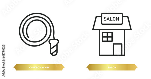 two editable outline icons from desert concept. thin line icons such as cowboy whip, salon vector.