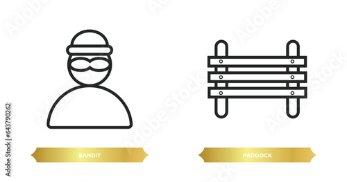 two editable outline icons from desert concept. thin line icons such as bandit, paddock vector.