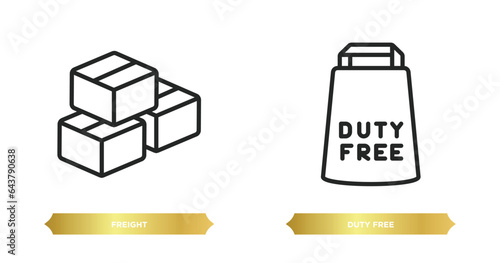 two editable outline icons from delivery and logistic concept. thin line icons such as freight, duty free vector.