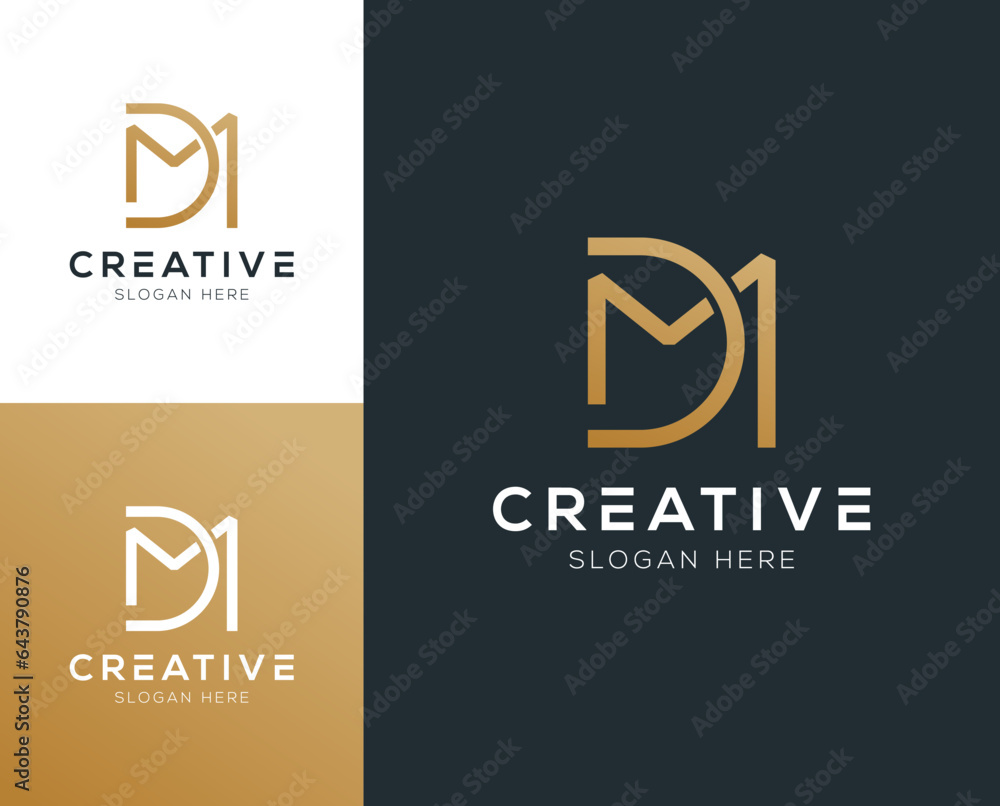 Modern luxury clean initial DM letter logo design vector illustration ...