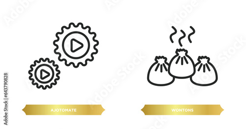 two editable outline icons from culture concept. thin line icons such as ajotomate, wontons vector.