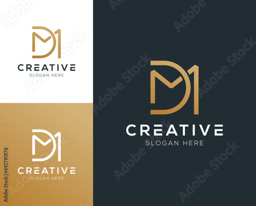Modern luxury clean initial DM letter logo design vector illustration inspiration